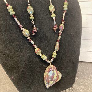Necklace and earring set costume jewelry